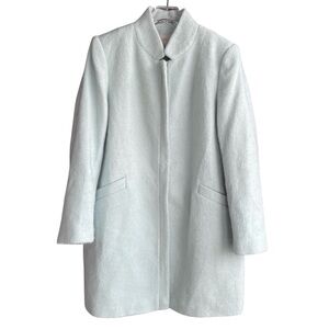 Ann Taylor Loft Funnel Neck Mint Blue Wool Blend Coat L Chic Lined Winter Jacket